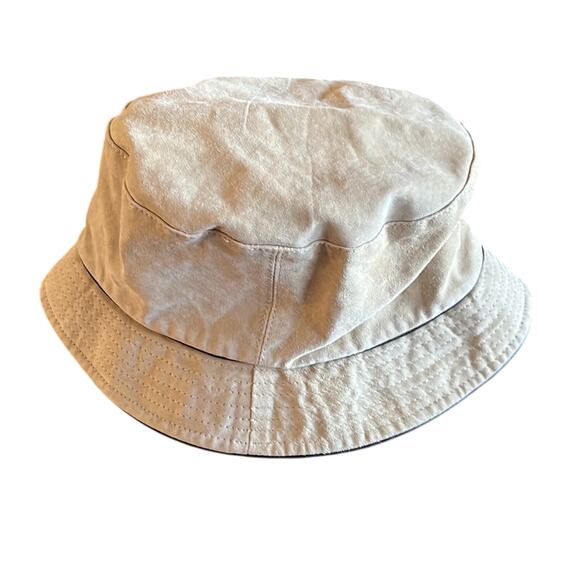 Liz Claiborne Beige Suede Hat with Satin Paisley Print Lining Vintage - Picture 2 of 5